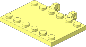 Hinge Plate 4 x 6 with 12 Studs on Two Edges Locking with Two Single Fingers on Side