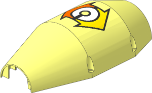 Technic Concrete Mixer Half Shell with Yellow and Orange Arrows and White C Pattern