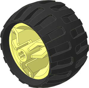 Wheel Rim 20 x 30 with  3 Dual Angled Spokes and  4L Hub with Tyre 26/ 24 x 30 Sand Racing