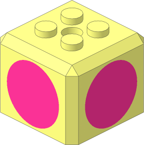 Plate  2 x  2 with Truncated Cube Extension with Medium Lilac Circle on 4 Sides Pattern