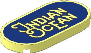 Tile  2 x  4 with Rounded Ends with "Indian Ocean" on Dark Blue Background Pattern