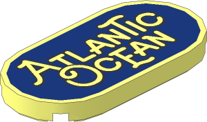 Tile  2 x  4 with Rounded Ends with "Atlantic Ocean" on Dark Blue Background Pattern