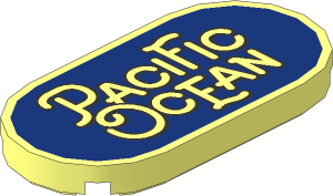 Tile  2 x  4 with Rounded Ends with "Pacific Ocean" on Dark Blue Background Pattern