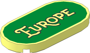 Tile  2 x  4 with Rounded Ends with "Europe" on Green Background Pattern