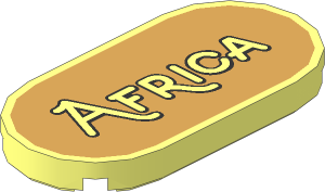 Tile  2 x  4 with Rounded Ends with "Africa" on Dark Tan Background Pattern