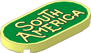 Tile  2 x  4 with Rounded Ends with "South America" on Green Background Pattern