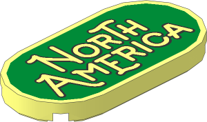 Tile  2 x  4 with Rounded Ends with "North America" on Green Background Pattern