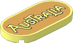Tile  2 x  4 with Rounded Ends with "Australia" on Dark Tan Background Pattern