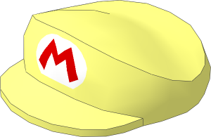Figure Cap on Brick  2 x  2 with Flat Bill with Super Mario "M" in Oval Pattern