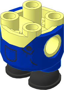 Figure Lower Body  2 x  2 x  1.667 with Blue Overall and Black Pocket, Button and Dark Blue Stiching Pattern