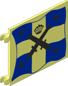 Flag  6 x  4 with Crossed Cannons over Blue Crossed Flag Pattern
