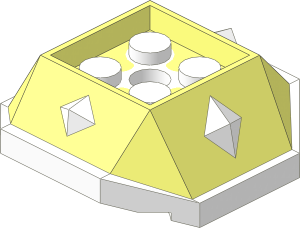 Shell  4 x  4 x  1.333 with Spikes with  2 x  2 Recess with White Base Pattern