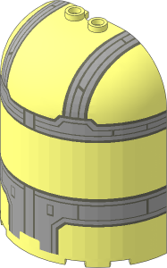 Cylinder Half  3 x  6 x  6 Dome Top with  2 Hollow Studs with Cockpit Pattern
