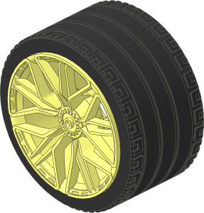 Wheel Rim 42 x 62 with 20 Spokes and  3 Pins with Tyre 44/ 22 x 62 ZR