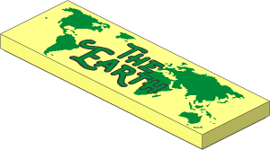 Tile  2 x  6 with World Map and "The Earth" Pattern