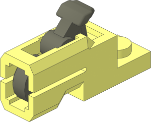 Plate  1 x  2 with Mini Shooting Blaster Type 2 with Dark Bluish Grey Trigger and Round Tile