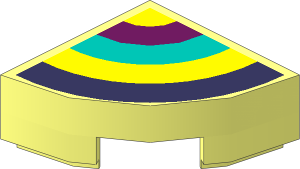Tile  1 x  1 Corner Round with Rainbow Stripes Pattern