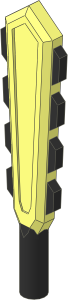 Minifig Sword Macuahuitl with Eight Black Blades and Grip Pattern