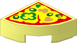 Tile  1 x  1 Corner Round with Pizza Slice Pattern