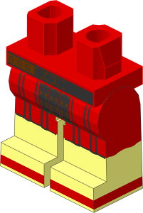 Minifig Hips and Legs with Red Roman Tunic and Belt Pattern