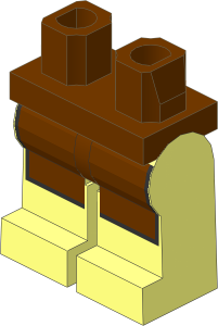 Minifig Hips and Legs with Reddish Brown Apron Pattern