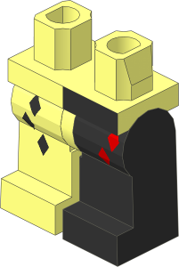 Minifig Hips and Legs with  3 Black and  2 Red Diamonds Pattern