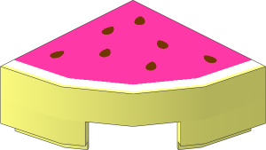 Tile  1 x  1 Corner Round with Dark Pink Watermelon Pattern