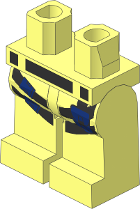 Minifig Hips and Legs with Black Belt, Metallic Silver Buckle, Black Straps, Dark Blue Clips and Pouch Pattern