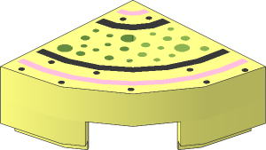 Tile  1 x  1 Corner Round with Rings and Asteroid Field Pattern