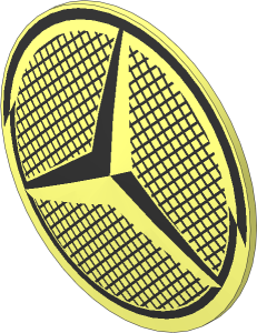 Minifig Shield Round Bowed with Mercedes-Benz Logo over Grid Pattern