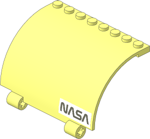 Panel  5 x  8 x  3.667 Curved with Two Axleholes with Chrome Stickers and "NASA" Sticker on Right