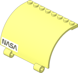 Panel  5 x  8 x  3.667 Curved with Two Axleholes with Chrome Stickers and "NASA" Sticker on Left