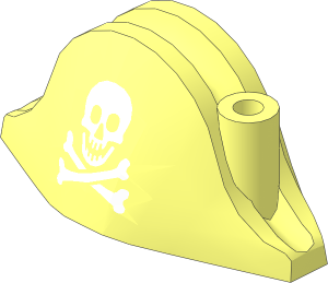 Minifig Hat Bicorne with Small Rounded Skull and Crossbones Pattern