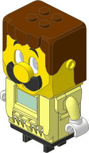 Electric Hub Luigi with Reddish Brown Hair, Light Nougat Face and Black Moustache Pattern