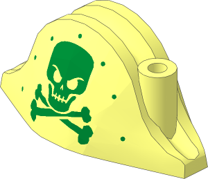 Minifig Hat Bicorne with Metallic Gold Skull and Crossbones and Dots Pattern