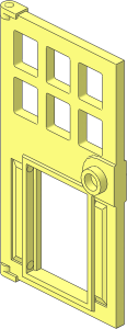Door  1 x  4 x  6 with 6 Panes, Handle and Hole for Pet Flap