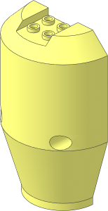 Cylinder  6 x  3 x  8 Half with Taper,  2 Pin Holes and  4 Studs