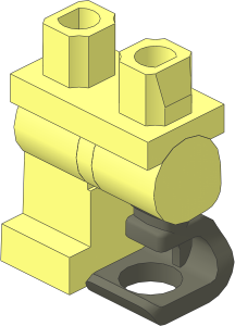 Minifig Hips and Legs with Spring Prosthetic Leg Left with Dark Bluish Grey Foot Pattern