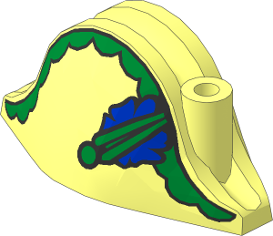 Minifig Hat Bicorne with Gold Trim, Gold Button and Blue Flower Pattern