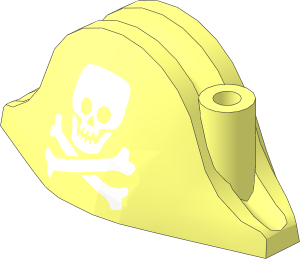 Minifig Hat Bicorne with Squared Skull and Crossbones Pattern