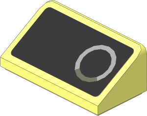 Slope Brick 31  1 x  2 x  0.667 with Grey and White Ring on Black Background Left Sticker