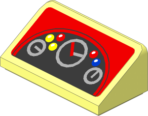 Slope Brick 31  1 x  2 x  0.667 with Black Dashboard on Red Background Sticker