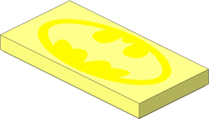 Tile  2 x  4 with Yellow Batman Logo Oval Pattern