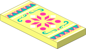 Tile  2 x  4 with Dark Turquoise Filigrees, Magenta and White Quads Carpet Pattern