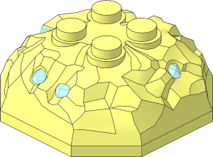 Rock  4 x  4 x  1.333 Top with Trans Light Blue Crystals Pattern