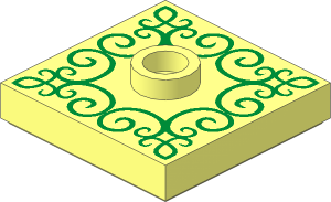 Plate  2 x  2 with Groove with  1 Centre Stud with Gold Lace Pattern