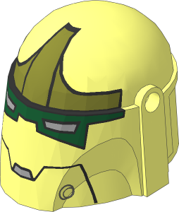 Minifig Helmet Mandalorian with Olive Green Forehead, Dark Green Goggles and Black Jaw Line Pattern