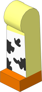 Minifig Leg Left Long with Black and White Chaps and Dark Orange Boots Pattern