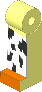 Minifig Leg Right Long with Black and White Chaps and Dark Orange Boots Pattern