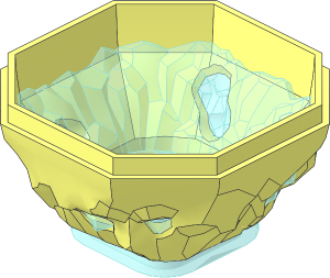 Rock  4 x  4 x  1.667 Bottom with Trans Light Blue Crystals Pattern